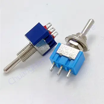 100 Adet MTS-103 3-Pin ON-OFF-ON 6A 125V 3A250VAC Mini Mavi Geçiş Anahtarları