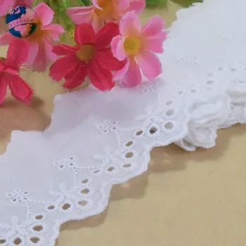 Pamuklu Kumaş Dantel 5 CM Genişliğinde Dantel Beyaz Nakış Dikiş Şerit Trim Düğün Gece Elbisesi DİY Bebek Elbise Aksesuarları #4266