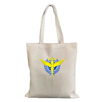 Gundam Tohumu Mobil Takım Elbise Mecha Anime kadın alışveriş çantası Tuval alışveriş Çantası Tote Omuz Bayan Çantası tuval alışveriş çantası