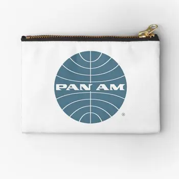 Pan Am 1950'lerin Başında Küre İnce Çerçeve İç fermuarlı torbalar Cep Kozmetik Erkekler Çanta Para Sikke Saf Cüzdan Ambalaj Kadın Saklama Çantası