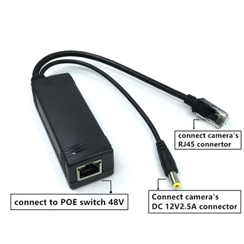 48V Aktif İzole PoE Splitter IEEE802.3af 12V2.5 Adaptör Enjektör poe splitter Bağlayıcı Aktif 10/100MFor PoE IP Kamera