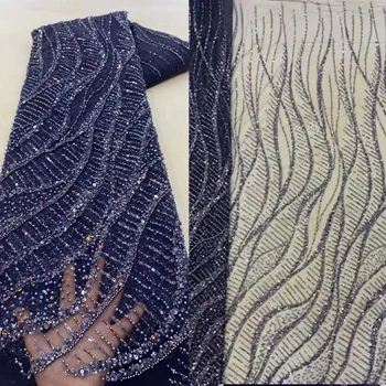 Güzel Elbise Tasarım İnciler + boncuk tüp Nakış Fransız Tül Net Afrika Nijerya Dantel Kumaş Abiye İçin. Parti