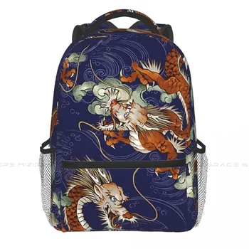 Ejderha Japon Desen Tasarım Sanat Sırt Çantaları Rahat Baskı Öğrenci okul çantası Kadın erkek Seyahat Çantaları Laptop Sırt Çantası