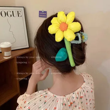 Güzel Ayçiçeği çocuk Kafa Bandı Küçük Papatya Şapkalar Bahar Çiçek At Kuyruğu saç aksesuarları doğum Günü Partisi Hediye Kızlar İçin