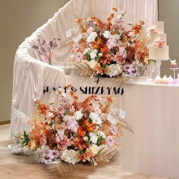 Altın Yaprak Gül Çiçek Düğün Zemin Kt Kurulu Dekor Çiçek Düzenleme Parti Kemer Asılı Çiçek Sıra Zemin Çiçek Olay Sahne
