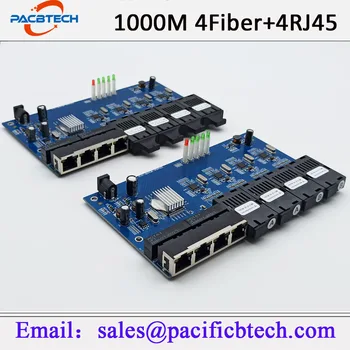 Gigabit Ethernet Fiber Anahtarı Medya Dönüştürücü 4 Fiber Bağlantı Noktası 4 RJ45 Fiber Bağlantı Noktası Optik Alıcı-verici 20KM SC Tek Modlu 100/1000M