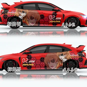 Kırmızı Araba Anime Itasha Vinil Yan Çıkartması Kapılar Seksi Wrap Kız Çıkartmalar Vücut 3 M malzeme