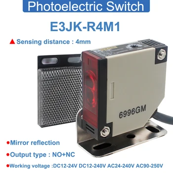 4mm Algılama Mesafesi E3JK-R4M1 DC12-24V / AC90-240V Kızılötesi Sensör Ayna Yansıma Geribildirim İndüksiyon Fotoelektrik Anahtarı