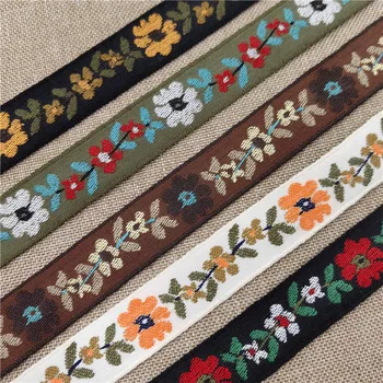 3Yard 2CM Vintage Yıpranmış Eski Moda Güzel Çiçek Pamuk El Yapımı İşlemeli Jakarlı Şerit Trim Kayış Dokuma Yaka