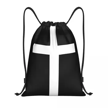 Katolik İsa Çapraz büzgülü sırt çantası Çanta Erkek Kadın Hafif Hıristiyan Dini Spor Salonu Spor Sackpack Çuval Seyahat için
