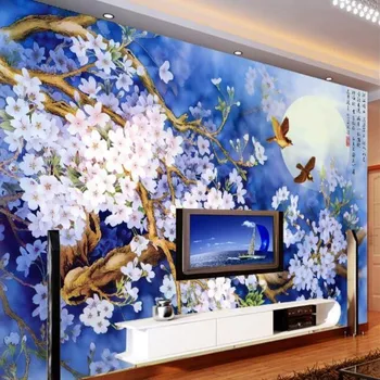 wellyu Özel fotoğraf duvar kağıdı büyük 3D stereo duvar resimleri modern erik kuş TV arka plan duvar kağıdı papel de parede