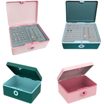 Parmak izi mücevher kutusu high-end akıllı saklama kutusu takı su geçirmez taşınabilir kilitlenebilir şifre masaüstü hediye mücevher kutusu