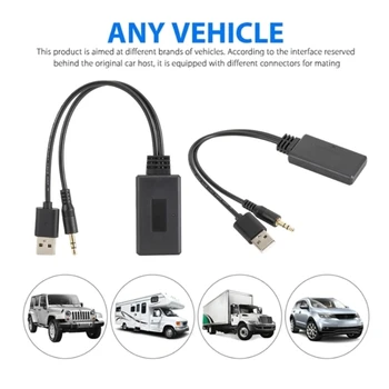 Araba kablosuz bluetooth uyumlu 5.0 Ses Alıcısı Yüksek Çözünürlüklü Ses Adaptörü USB 3.5 mm AUX Adaptörü için Araba Stereo