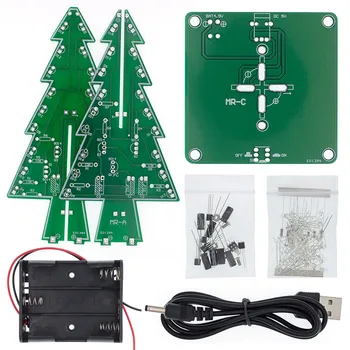 Üç Boyutlu 3D Noel Ağacı LED DIY Kiti Kırmızı / Yeşil / Sarı LED Flaş Devre Kiti Elektronik Eğlence Paketi