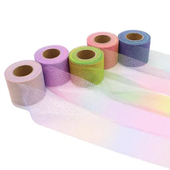 6cm 25 Metre Gökkuşağı Glitter Tül Degrade Kumaş Şerit Net Parlak Şeritler DIY Dikiş El Sanatları Düğün Doğum Günü Bebek Duş