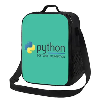 Python Programlama Logo Termal Yalıtımlı Öğle Yemeği Çantası Programcı Bilgisayar Geliştirici yemek kutusu Okul için Bento yiyecek kutusu