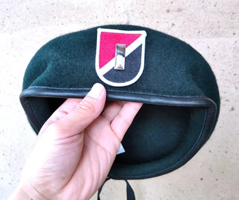 ABD Ordusu 6. Özel Kuvvetler Grubu Yün Siyahımsı Yeşil Bere ÜSTEĞMEN SUBAY RÜTBE AMBLEMİ Tüm Boyutları Şapka 1963~1971