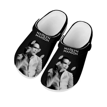 Rock Grubu Şarkıcı Marilyn Manson Ev Takunya Özel su ayakkabısı Mens Womens Genç Ayakkabı Takunya Nefes Plaj Delik Terlik
