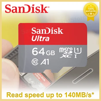 SanDisk 64G Mikro SD Kart Ultra microSDXC UHS-I Hafıza Kartı C10 U1 Full HD A1 Okuma 140 mb/s'ye kadar Microsd Kartları Kamera Telefon