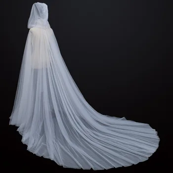 Cadılar bayramı Kostüm Hood Tül Pelerin Pelerin Siyah Beyaz Kırmızı Düğün Bridals Kat Uzunluk Yumuşak Örgü Pelerinler Kadınlar için