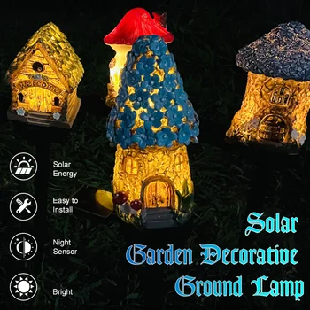 Güneş led ışık Tavşan Ev Şekli Zemin Fiş çim lambası Açık Avlu Bahçe Yard Reçine Dekorasyon Paskalya Geçit Süs
