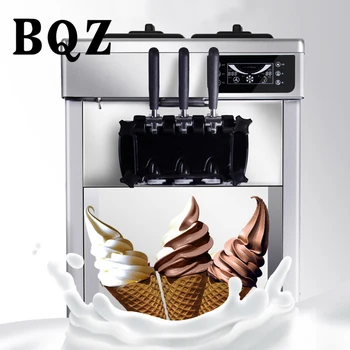 HB-100X Yeni Ticari Küçük Otomatik Paslanmaz Çelik Masa Yumuşak Hizmet Dondurma Makinesi 3 Tatlar Ev Yapımı Dondurma Salonu