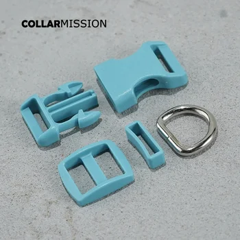 (plastik toka + Tri-Glid + kare kaleci + D halka) DIY köpek tasması 20mm dokuma dikiş kaliteli güzel aksesuar premium göl mavi
