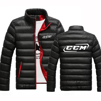 CCM 2023 erkek Yeni Sonbahar Kış Moda Pamuk dolgulu Renk Bloğu Fermuar Kapşonlu Pamuk Yastıklı Mont İnce Kalınlaşmak Dış Giyim Ceket