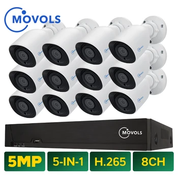 MOVOLS 5MP Güvenlik Kamera Sistemi 16CH H. 265 XVR HD Açık Kapalı 12x5 MP 2560 * 1920 HD güvenlik kamerası video Gözetim kitleri