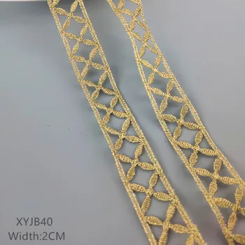 zsbszc Yeni 2 metre Genişliği 2 CM dikili altın dantel trim DIY zarif konfeksiyon aksesuarları makrome nakış dantel ücretsiz gemi XYJB40