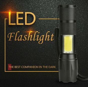 Süper parlak LED el feneri ile Yan COB USB Şarj Edilebilir Zumlanabilir Torch Taşınabilir Acil Su Geçirmez Kamp Lambası lanterna