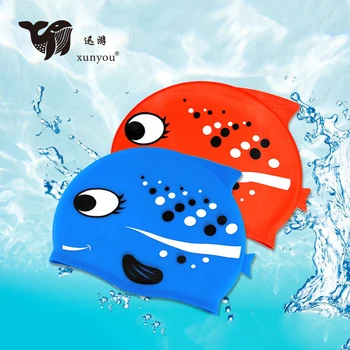 XUNYOU Çocuk Çocuk Su Geçirmez Yüzmek Kap Karikatür Hayvan Yüzme Havuzu Silikon Kapaklar Şapka Kulakları Korumak Kap Özel Toptan