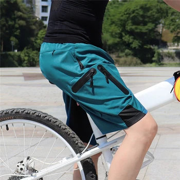 Erkek Bisiklet Şort Yastıklı Baggy bisiklet şortları Gevşek Fit Spor Pantolon Kısa MTB Bisiklet Pantolon Açık Balıkçılık Yürüyüş Şort
