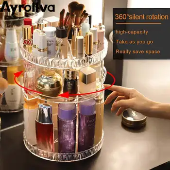 Ayrollva Makyaj Organizatör 360 Rotasyon Kozmetik Saklama Kutusu Banyo Organizasyon Plastik Kutu Ev
