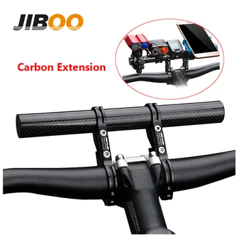 JIBOO Karbon bisiklet gidon genişletici alüminyum alaşımlı çift klip bisiklet ışık GPS uzatma braketi bisiklet MTB Moto aksesuarları