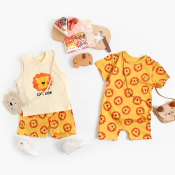 Coolapeach Bebek Giysileri Yenidoğan Erkek Kısa Kollu Yumuşak Pamuklu Bebek Romper 0-3 Yıl Çocuklar İçin
