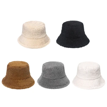 Kova şapka Sahte Kuzu Yün Balıkçı Kış Sonbahar Açık Panama Erkekler Kadınlar için düz Üst Kova şapka Sahte Kuzu Yün Balıkçı Kış Sonbahar Açık Panama Erkekler Kadınlar için düz Üst 0