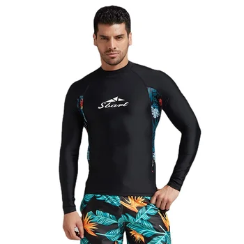 SBART UV Koruma Rashguard Erkekler Uzun Kollu Mayo Erkek Yüzmek Döküntü Guard Hızlı Kuru Sörf Sürüş T Shirt Yüzme Kıyafetleri