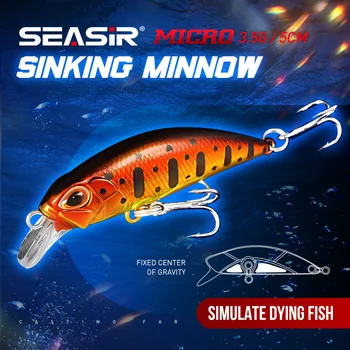 SEASIR Mikro Minnow 1 Adet Mini Batan Balıkçılık Lures 5cm 3.5 g 15 renkler Yapay Sert Yem Profesyonel Jerkbait Çıngırak Wobblers