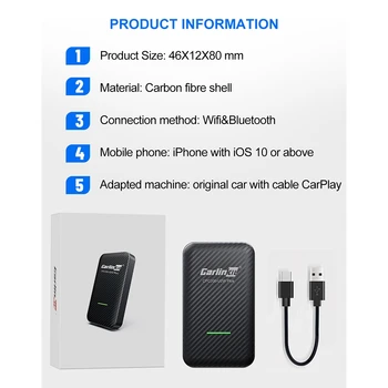 Carlinkit 3.0 Kablosuz Carplay Adaptörü Araba Navigasyon Araba için Kablolu Kablosuz Carplay Modülü Tak ve Çalıştır USB IOS