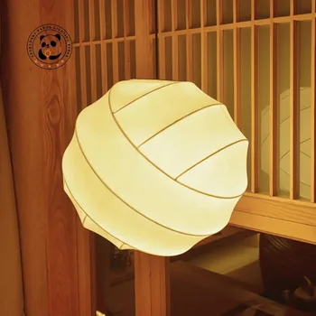 Retro ipek cilası avize LED japon Zen tasarımcı özgünlük Minimalist ev dekor ışık fikstürü restoran Pendentelamp