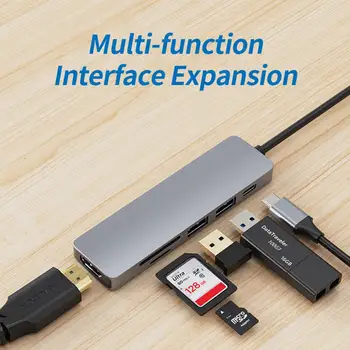 Genişleme Dock Taşınabilir Tip-C HDMI uyumlu 4K USB3. 0 Mini PC Kablosu Hub Tak Oyna USB Yerleştirme Standı