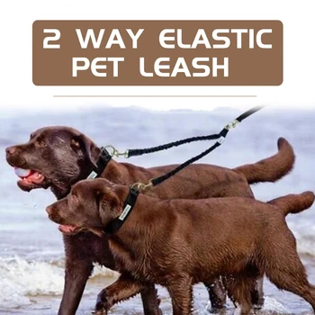 Yansıtıcı 2 Yollu Çoğaltıcı Köpek Tasma Geri Çekilebilir Elastik Pet Çift Kurşun İki Küçük Büyük Büyük Köpekler Yürüyüş Halat Aksesuarları