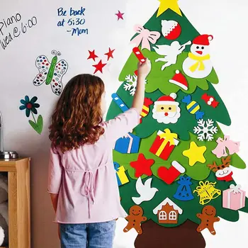 LED Çocuklar DIY keçe Yılbaşı ağacı Noel Dekorasyon Ev için Navidad 2021 Yeni Yıl Hediyeleri Noel Süsler Noel Baba Noel