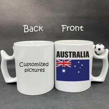 Bir DIY Avustralya Bayrağı Futbol Kahve Fincanı 11 oz Komik zq Seramik Kahve Futbol Taraftarları Anıt Fincan Kolu çay bardağı İçecek Fincan
