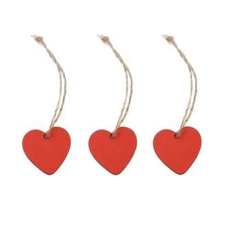 10 Adet Kırmızı Ahşap Kalp Cips Etiketleri Sevgililer Günü Hediye Paketleme Dekorasyon Kalp Şekli Ahşap Kolye Dıy El Sanatları Malzemeleri