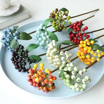 10 adet Sıcak Yapay Berry Küçük Meyve Demet Noel Ağacı Çiçek Düzenleme Aksesuarları Odası Ev Dekor Fotoğraf Toptan