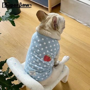 Güzel Fransız Bulldog Köpek Bahar Yaz Yelek Saman Berry T-shirt Küçük Orta Köpekler için Pug Corgi Pet Giyim Köpek Kostüm XBC03