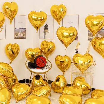 10 adet 18 İnç Kalp Şeklinde Balon Alüminyum Film Balon Parti altın gümüş Balon Doğum Günü Kutlama Düğün Dekor Oyuncaklar