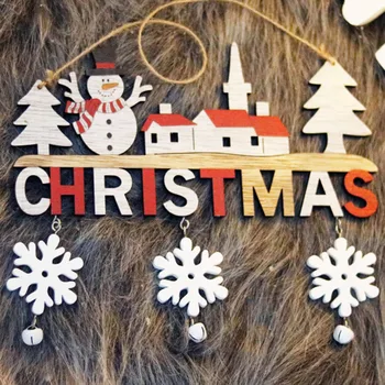 Noel ahşap kapı Asılı Kolye Noel Ağacı Kardan Adam Merry Christmas Partisi Ev Kapı Kolye Dekorasyon Navidad Yeni Yıl
